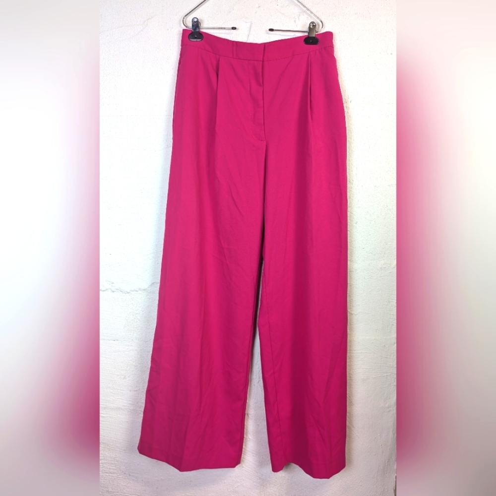 Zara Hot Pink Wide-Leg Trousers